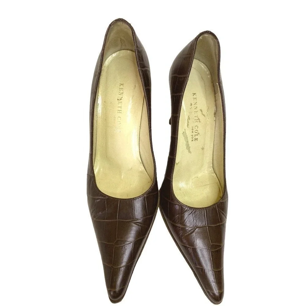 Vintage Keneth Cole New‎ York croc embossed pump high heels shoes women 5.5